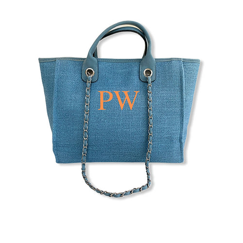 BYBLOS Light Blue Canvas Tote - Large Letters-Pink Waters 