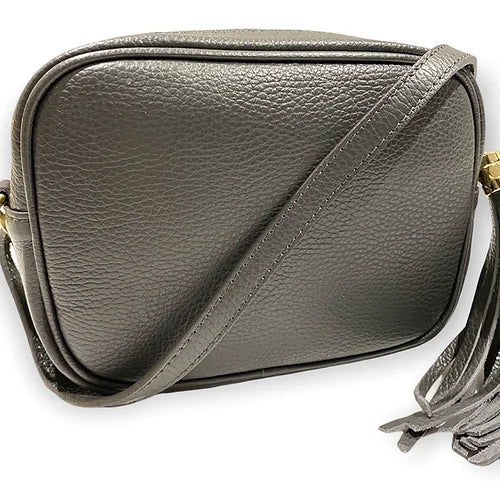 The 'Stella' Leather Crossbody -  Dark Grey-Pink Waters 