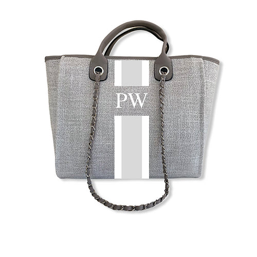 BYBLOS Monogrammed Grey Tote-Pink Waters 