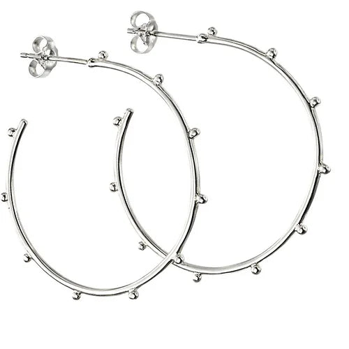 Studded Silver Hoop Earrings-Pink Waters 