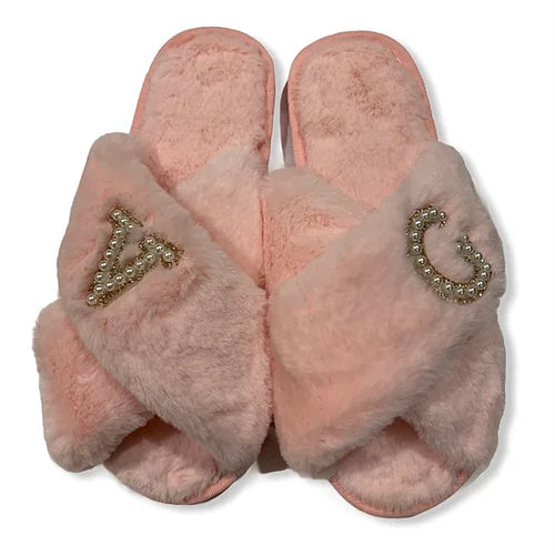 Fluffy Personalised Slippers - Candy Pink - Pink Waters 