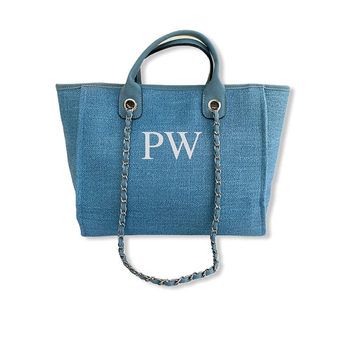 BYBLOS Light Blue Canvas Tote - Large Letters-Pink Waters 