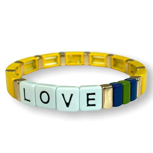 LOVE Tile Bracelet - Sunshine Buttercup-Pink Waters 