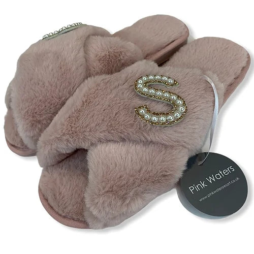 Fluffy Personalised Slippers - Pink - Pink Waters 