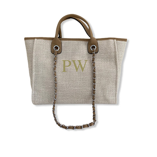 BYBLOS Beige Canvas Tote - Large Letters-Pink Waters 
