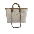 BYBLOS Beige Canvas Tote - Large Letters-Pink Waters 