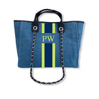 BYBLOS Monogrammed Denim Tote-Pink Waters 