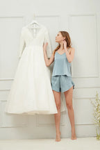'Kylie' Camisole Set - Dusky Blue-Pink Waters 