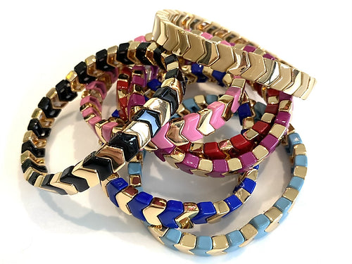 Chevron Stacking Enamel Bracelet - Magenta-Pink Waters 