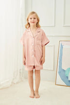 Kids Dusky Pink'Portia' Satin Pyjamas-Pink Waters 