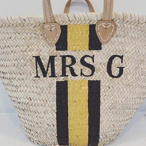 The 'MRS' Monogrammed Basket-Pink Waters 