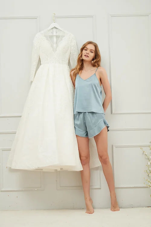 'Kylie' Camisole Set - Dusky Blue-Pink Waters 