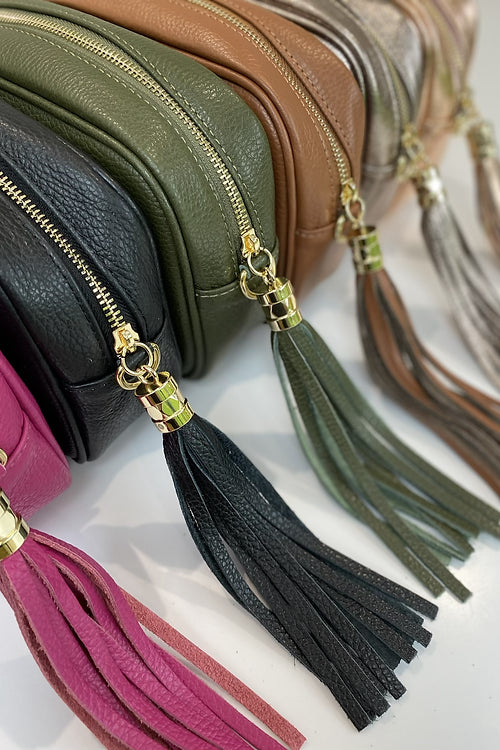 The 'Stella' Leather Crossbody - Champagne-Pink Waters 