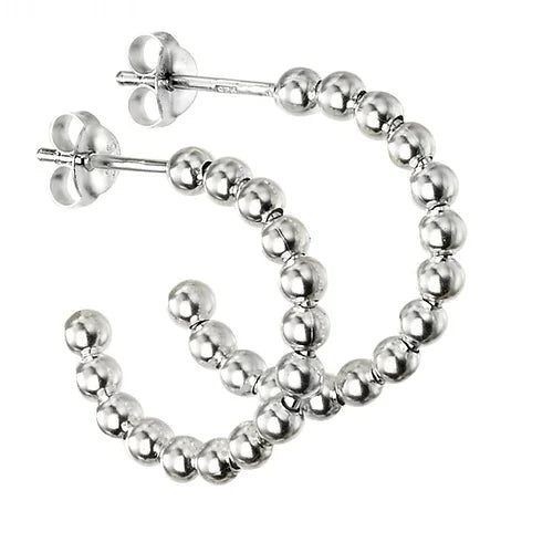 Ball Silver Hoop Earrings-Pink Waters 