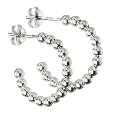 Ball Silver Hoop Earrings - Pink Waters 