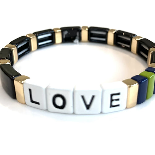 LOVE Tile Bracelet - Black-Pink Waters 
