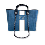 BYBLOS Monogrammed Denim Tote-Pink Waters 