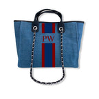 BYBLOS Monogrammed Denim Tote-Pink Waters 