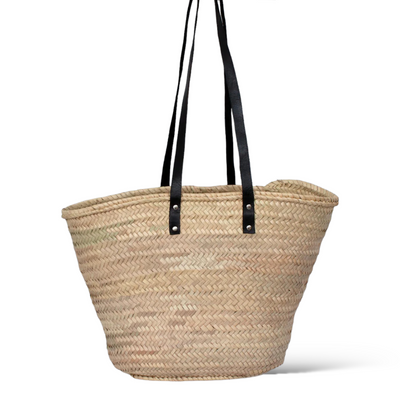 Black Long Handle Medium Basket 'CAPRI' - Pink Waters 