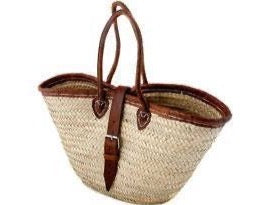 Leather Strap French Basket - Pink Waters 