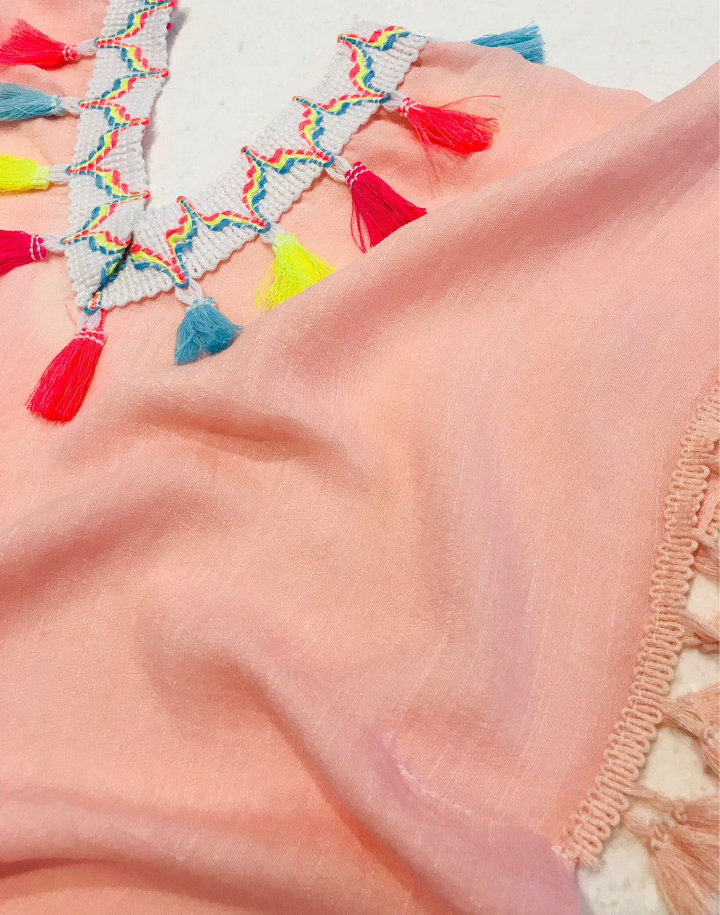 Girls Pink Kaftan/Top Summer Dress-Pink Waters 