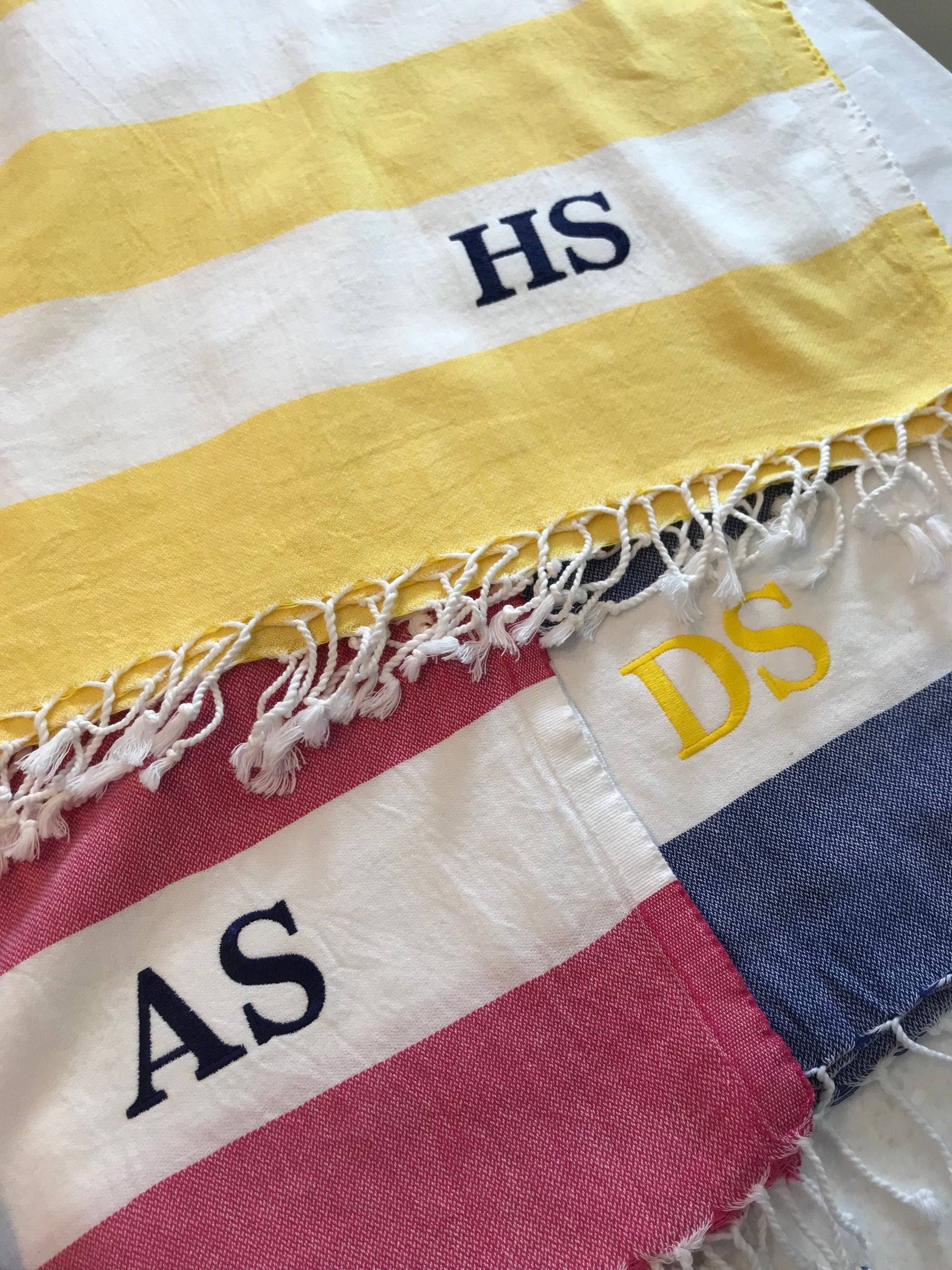 MONOGRAMMED BOLD Peshtemal-Pink Waters 