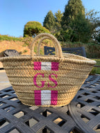 HAMPTONS Personalised Straw Vegan Mini Basket-Pink Waters 