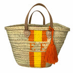 MAYA - Monogrammed Straw Basket-Pink Waters 