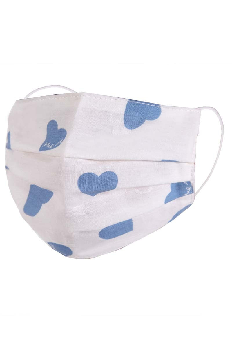 Children's Heart Face Mask. Age 2-10 - Pink Waters 