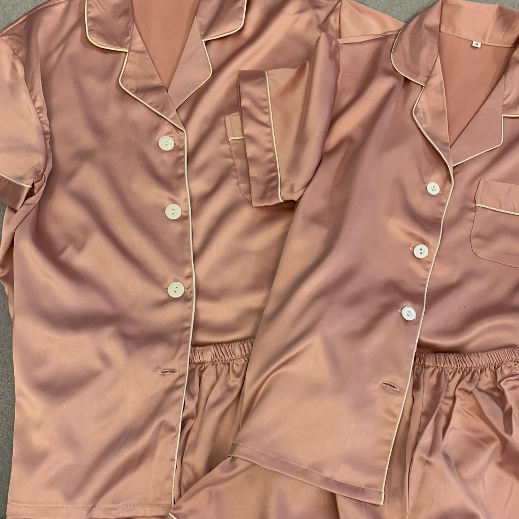 Personalised Satin Pyjamas 'Portia' Dusky Pink-Pink Waters 