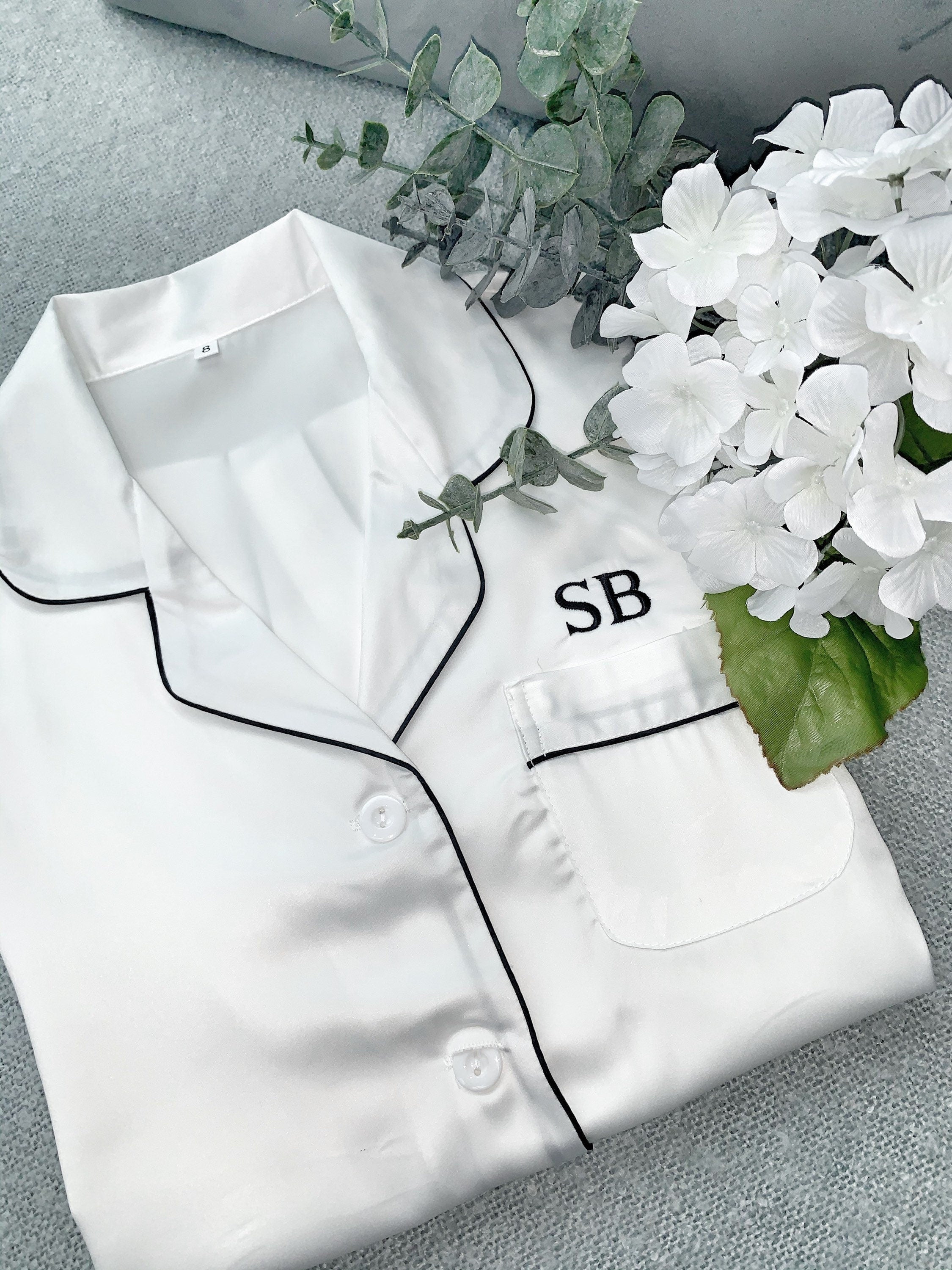 Children's Personalised Pyjama Set 'Portia' White-Pink Waters 