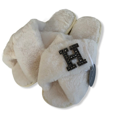 Fluffy Personalised Mule Slippers - Burgundy - Pink Waters 