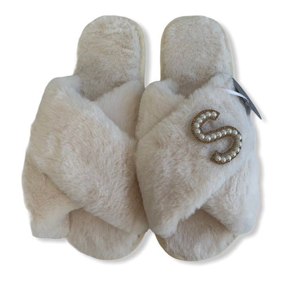 Faux Fur Personalised Fluffy Slippers - Pink Waters 