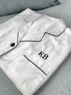 Satin Pyjamas Set 'Portia' White-Pink Waters 