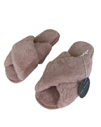 Fluffy Mule Slippers - Rainbow/Tie Dye Effect Faux Fur-Pink Waters 