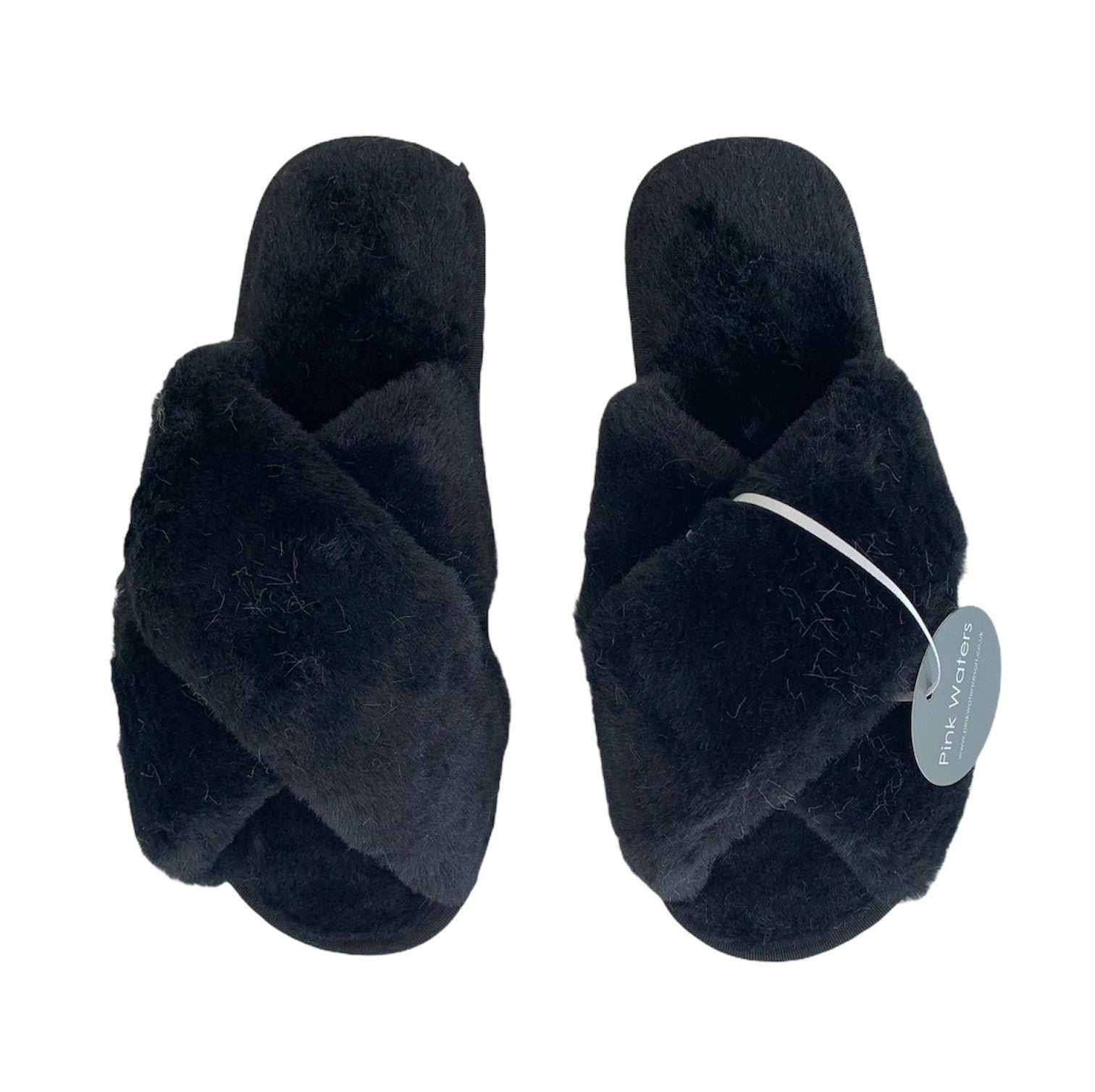 Fluffy Mule Slippers - Rainbow/Tie Dye Effect Faux Fur-Pink Waters 