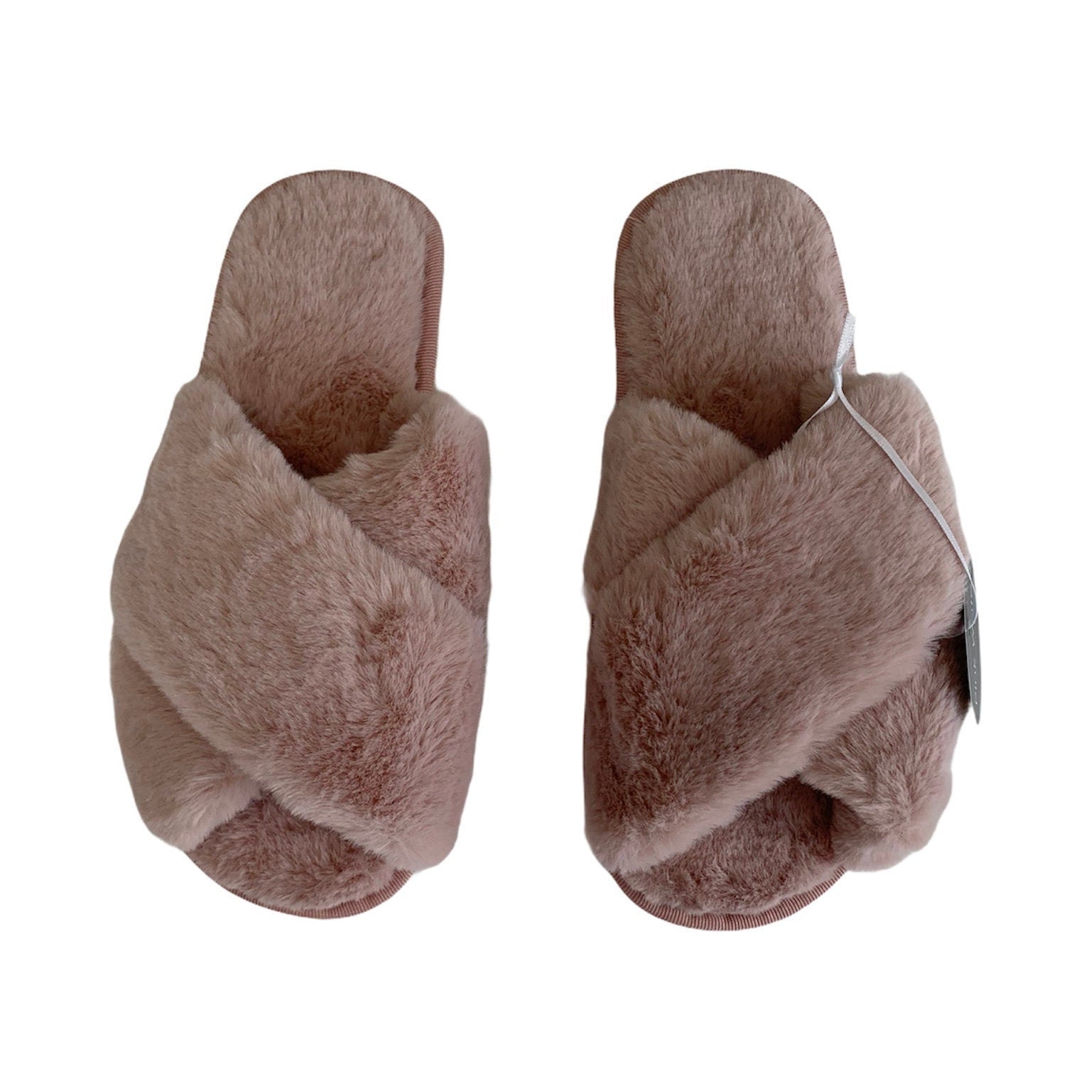 Fluffy Mule Slippers - Rainbow/Tie Dye Effect Faux Fur-Pink Waters 