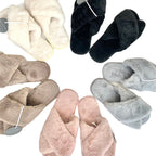 Fluffy Mule Slippers - Rainbow/Tie Dye Effect Faux Fur-Pink Waters 