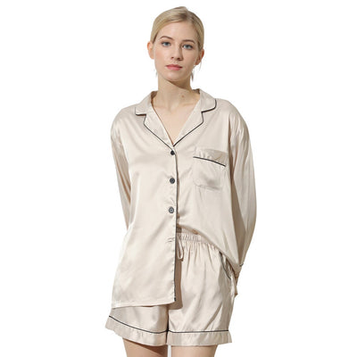 Satin Pyjamas Set 'ZARA' Champagne - Pink Waters 