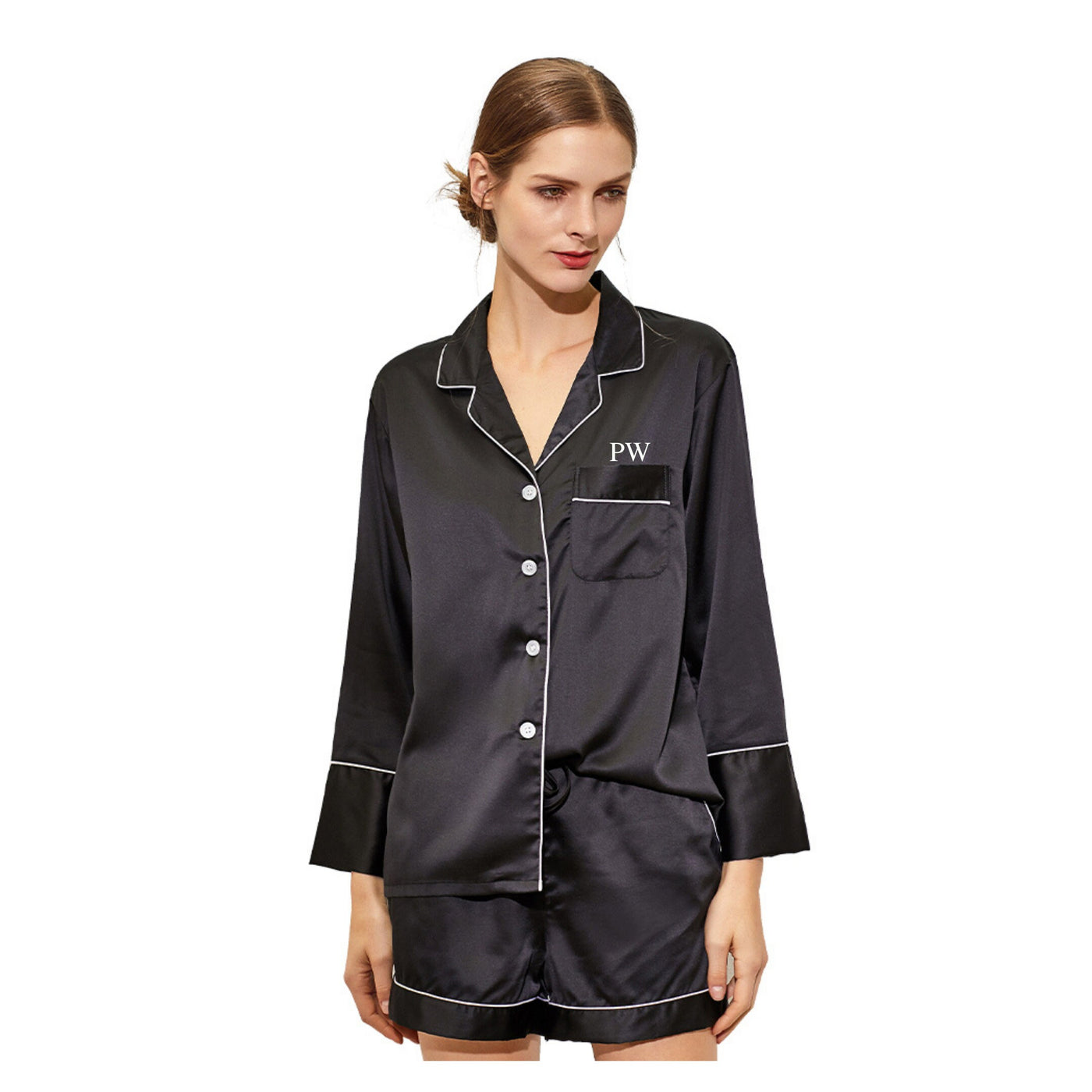 Satin Pyjamas Set 'ZARA' Black