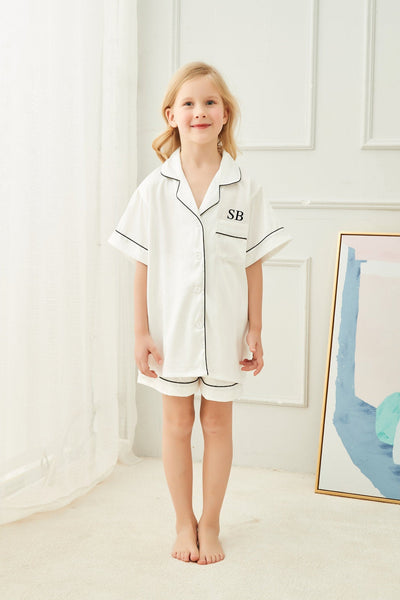 Children's Personalised Pyjama Set 'Portia' White - Pink Waters 