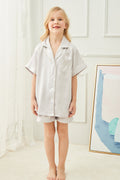 Personalised Children's Christmas Pyjama Set 'Portia' Silver Grey-Pink Waters 
