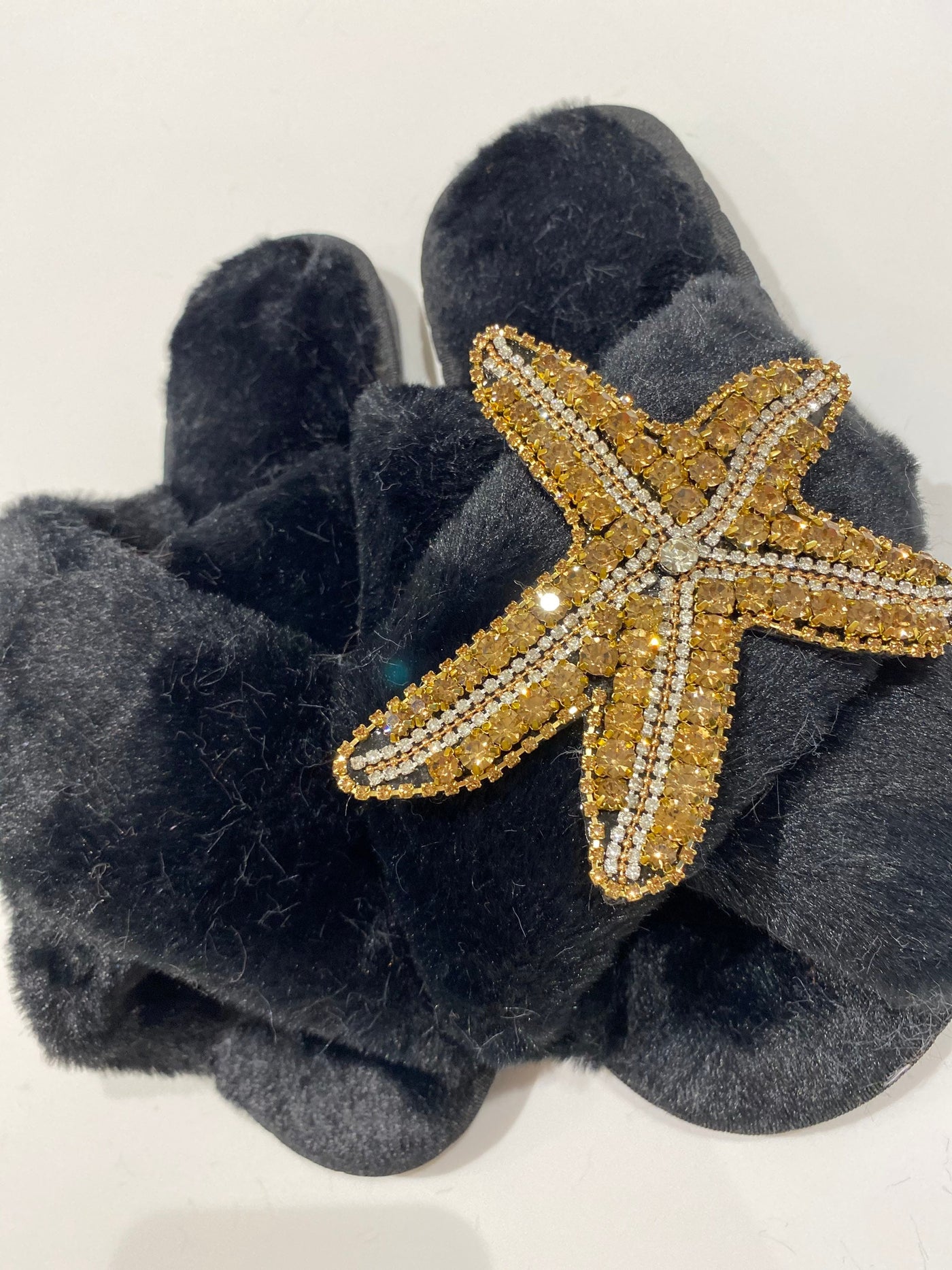 Starfish Faux Fur Slippers - Pink Waters 
