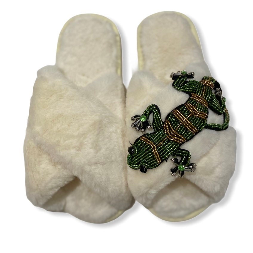 Geko Faux Fur Slippers - Pink Waters 