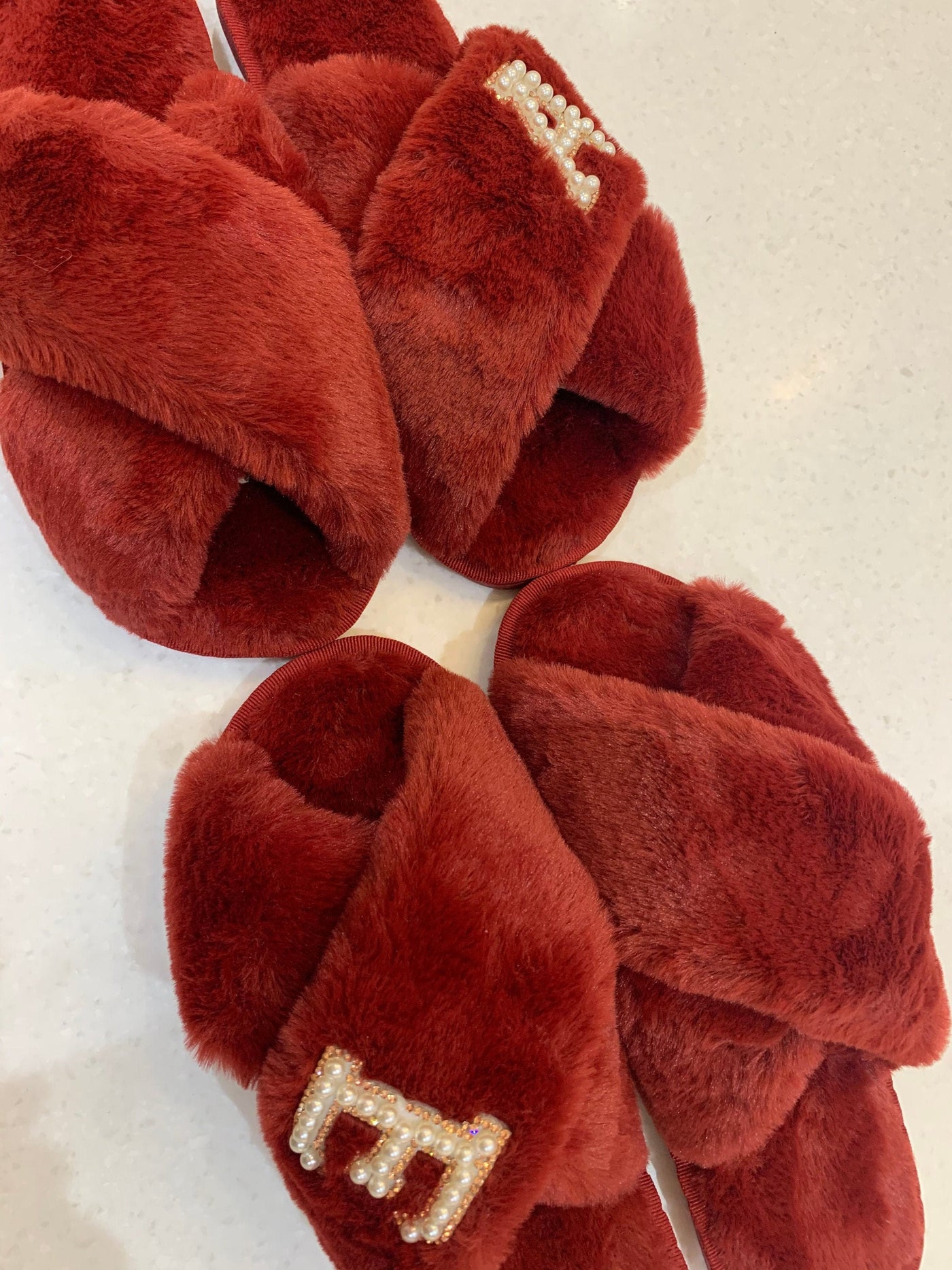 Faux Fur Personalised Fluffy Slippers - Pink Waters 