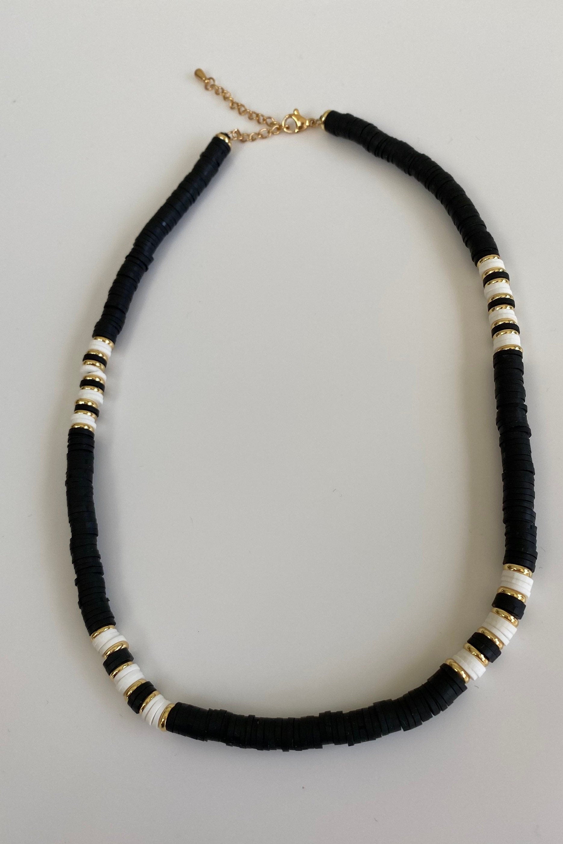 Boho Beaded Necklaces - White with Freshwater Pearl or Black-Pink Waters 