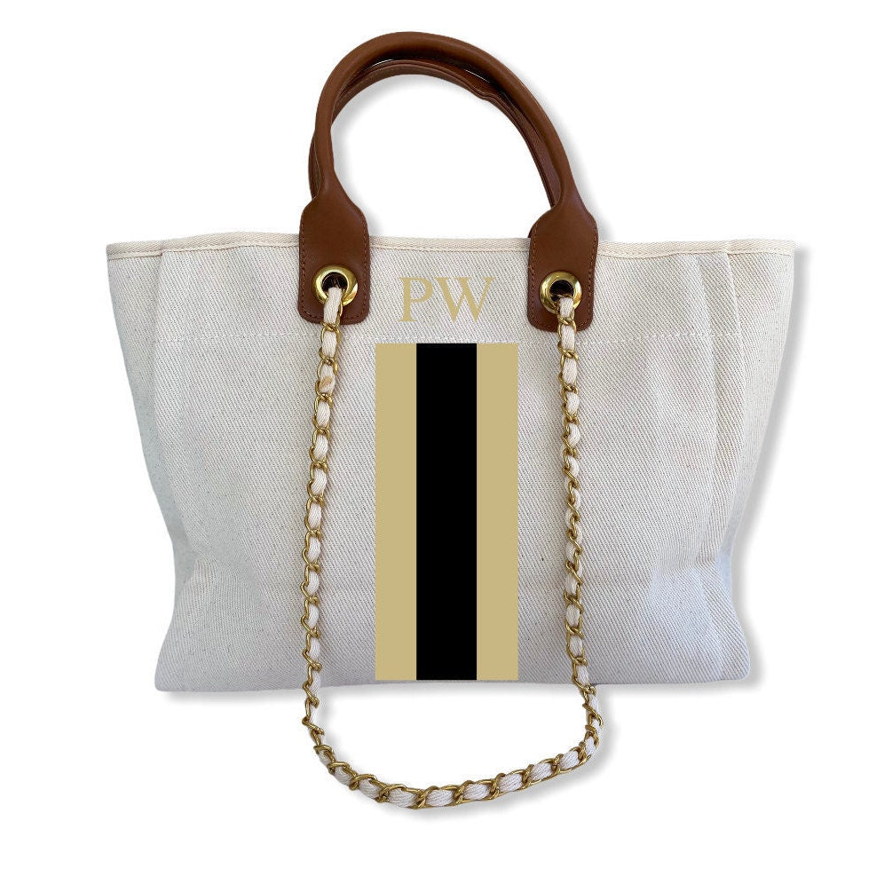 Monogrammed, Personalised Canvas Tote - Style 'Eden'-Pink Waters 