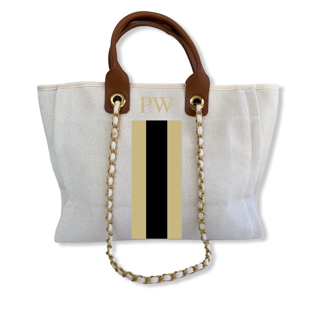 Monogrammed, Personalised Canvas Tote - Style 'Eden'-Pink Waters 