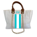 Monogrammed, Personalised Canvas Tote - Style 'Eden'-Pink Waters 
