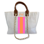 Monogrammed, Personalised Canvas Tote - Style 'Eden'-Pink Waters 